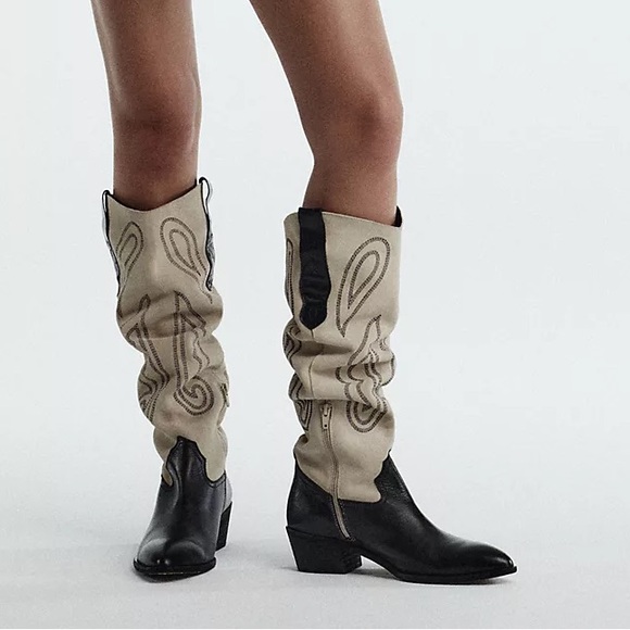 Pilcro Contrast Tall Western Boots - Picture 2 of 16